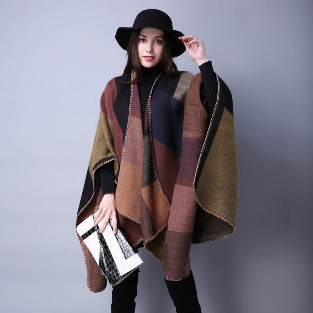 Multi-Color Plaid Wrap Scarf - Women - Picture 4 of 7